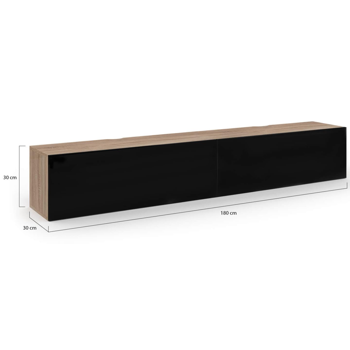 IDMarket - Meuble TV 180 cm Suspendu Elio 2 Portes Bois et Noir