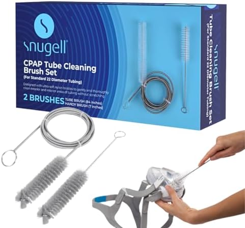 Snugell CPAP Tube Cleaning Brush Set – 84-Inch Flexible Cleaner for Tube Interiors & 7-Inch Brush for Masks – Designed for 22mm Tubing – Effectively Removes Build-Up for Clean CPAP Equipment