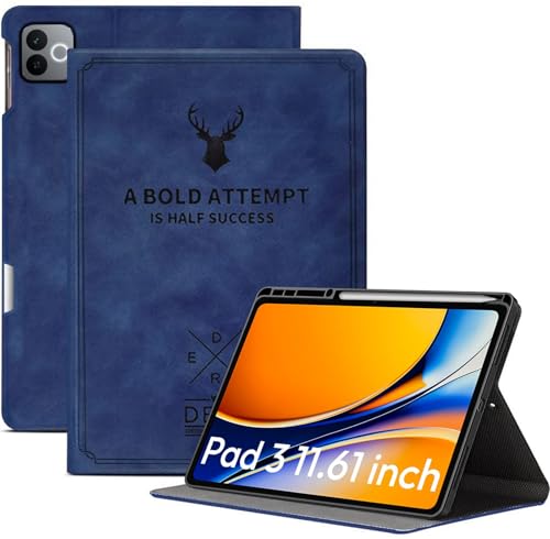 Image of Robustrion Cover for Realme Pad 3 11.61 inch Cover Case with Pencil Holder, Deer Flip Cover Case for Realme Pad 3 Tablet Cover [Auto Sleep Wake Support] - Blue