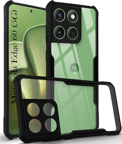 Image of Jkobi Hybrid Back Cover Case for Motorola Moto Edge 60 (Shockproof with Polycarbonate Clear Panel | Professional Black)