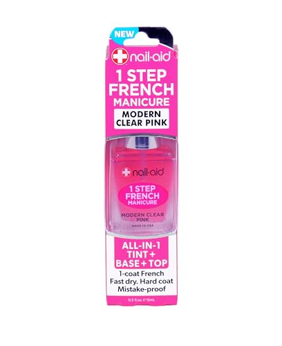 Nail-Aid 1 Step French Manicure Nail Treatment Polish – All-in-One Base & Top Coat, Sheer Pink...