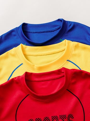 Boys' 6PC Active Shorts Set T-Shirt Tee and Quick Drying Shorts Summer Athletic Sets 4-12Y3