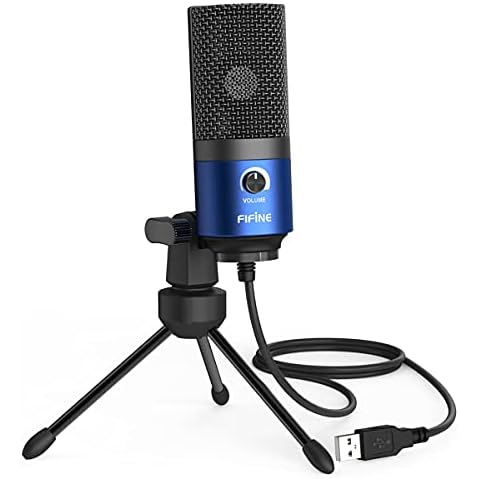 FIFINE USB Condenser Microphone with Gain Control Cover