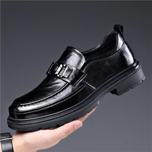 Men's Genuine Leather Slip-On Loafers Autumn Business Casual Dress Shoes Trendy Oxfords2