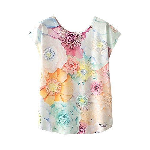 MOMOXI Tops para Mujer, Mujeres Niñas Tallas Grandes Imprimir Camiseta Camisa de...