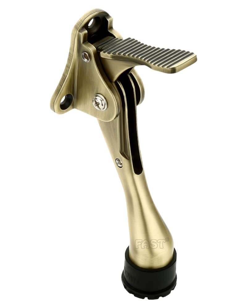 DS04Z 5 Inch One Touch Heavy Kickdown Door Stopper, The Door Stoppers for Home, Office Doors Variety of Colour That Door Stop Non Slip Rubber Tip with Adjustable Upto 4mm Up Down (Brass Antique)