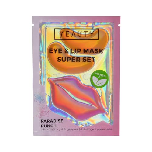 YEAUTY SUPER SET PARADISE PUNCH - EYE und LIP MASK in einem Produkt vereint! Gesichtspflegeset für Augen- und Lippenbereich in einer Anwendung - Retinol, Hyaluron und Ceramide, 1 Set