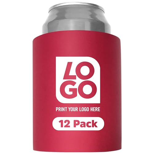 Classic foam custom can coolers with one-color print, great for gifts & promotions use for glass bottles & cans (Red, 12)
