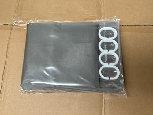DUFU Wasserdichter Duschvorhang Anti-Schimmel 180 x 200cm Waschbar Schnelltrocknend Textil Stoff Polyester Badewanne für Vorhang Schwarz Halbtransparent Duschvorhang mit 12 Duschvorhängeringen