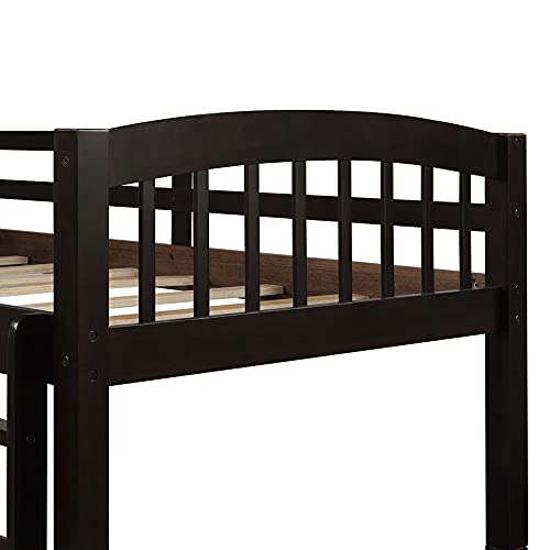 King Bed Frame With Headboard, Ljr Queen Bed Frames Twin Bunk Bed With Ladder, Safety Rail, Twin Trundle Bed With 3 Drawers For Teens Bedroom Guest Room Furniture/Espresso #TOP2