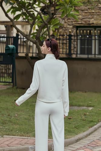 altiland Jaqueta feminina de ioga com zíper completo, para corrida, moletom leve com bolsos, Branco