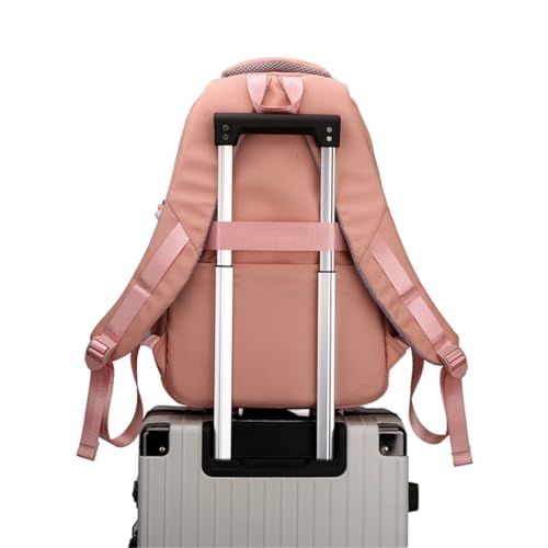 Mochila escolar rosa para libros de moda juvenil con compartimento portátil 4