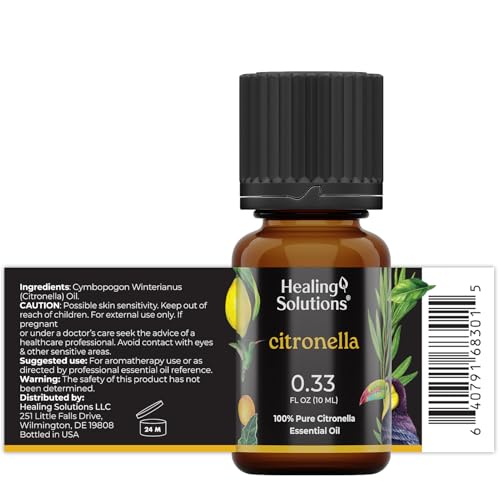 Healing Solutions Citronella Essential Oil - 0.33 Fluid Ounces - Thumbnail 2