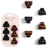 Kitsch Mini Claw Clips for Women - Stylish Small Hair Clips for Kids | Stays In Place Without Pulling or Snagging | Durable & Sturdy Plastic | Ideal Gifts for Women - Tortoise & Black, 6 Pcs