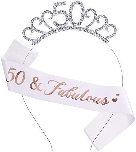 REYOK Personalised Sash Crown Headband Crown Headband Crown Headband 50 Crown Headband Kids Crown Headband Adult Crown Headband for Women Birthday Sash for Women