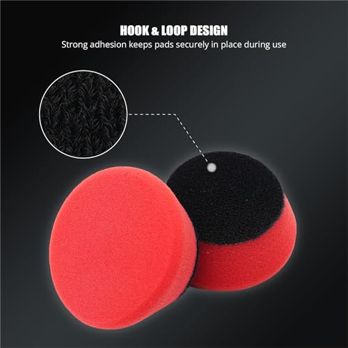 Image of SPTA Red T10 Mini Ultra-Fine Finishing Foam Polishing Pads, 5Pcs 2inch /50mm Sponge Polishing Buffing Pads, Car Foam Detail Polishing Pad Kit for Car Detail Polishing, Small Area Polishing -FPTSS2R