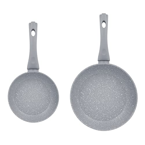 Blackmoor Juego de Sartenes de 2 Piezas Gris / 20 cm y 28 cm/Revestimiento antiadherente/Asas Cool Touch/Resistente a los arañazos/Apto para placas de inducción, eléctricas y de gas