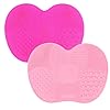 2 Pcs Silicone Make Up Brush Cleaning Mat, Cosmetic Cleaning Pads,Makeup Brush Cleaner Mats, Portable Washing Tool with Suction Cup for Makeup Cosmetic Brushes-red/pink