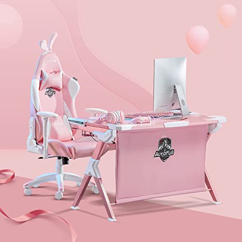 AutoFull Roze Gamingstoel, Pink Bureaustoel, PU-leer, Ergonomische Computerstoelen met Hoofdsteun en Kussens - Image 5