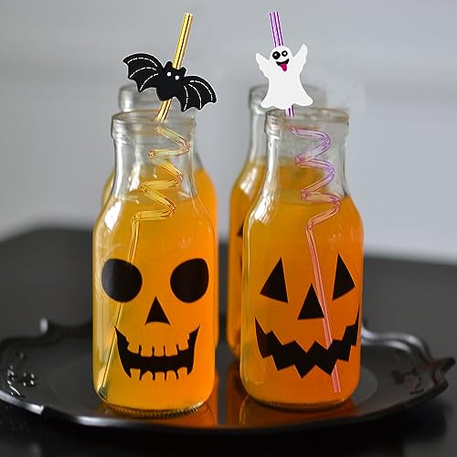 24 pitillos Halloween rizados reutilizables 8 diseños miniatura 5
