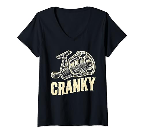 Mujer Vintage Crankbait Fishing Lure Cranky Funny Idea For Fishing Camiseta Cuello V