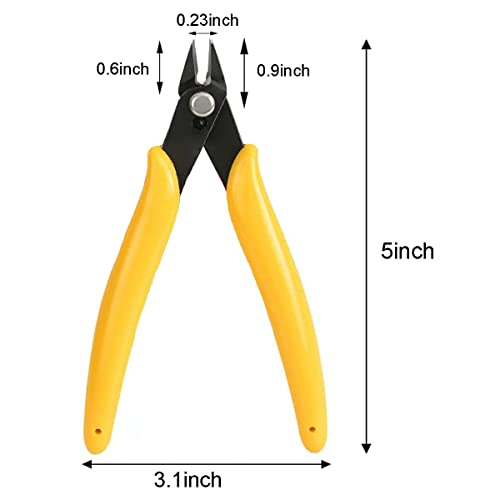Micro Flush Cutters 5 Pack,Wire Cutter With Internal Spring,Diagonal Cutters For Electronics,Heating Wire,Model Sprue,Soft Copper Wire Snips (Yellow) #TOP1