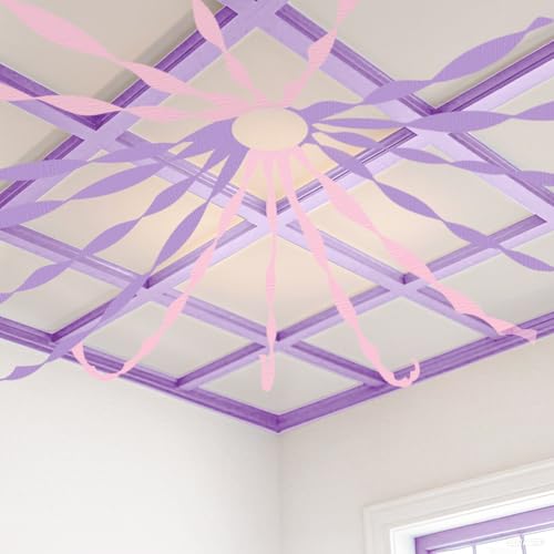 Image of 4 Crepe Paper Streamers Rolls, 328ft Pack of Pink and Purple Crepe Paper for Girls Women Birthday Baby Shower Wedding Anniversary Party Decorations (1.8 inch x 82 ft /Roll)