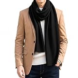 FULLRON Mens Winter Scarf Long Soft Classic Warm Black Scarves Gift for Men and Women