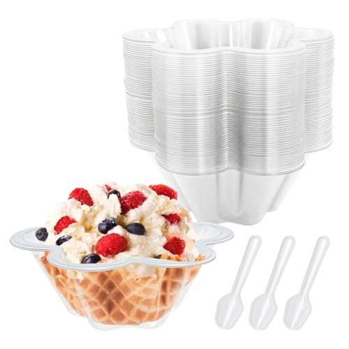 Lot de 60 gobelets à dessert avec cuillères, 250 ml de fleur à dessert, mini pots à dessert, tasses à apéritif, bols de service réutilisables, pots à cheesecake...
