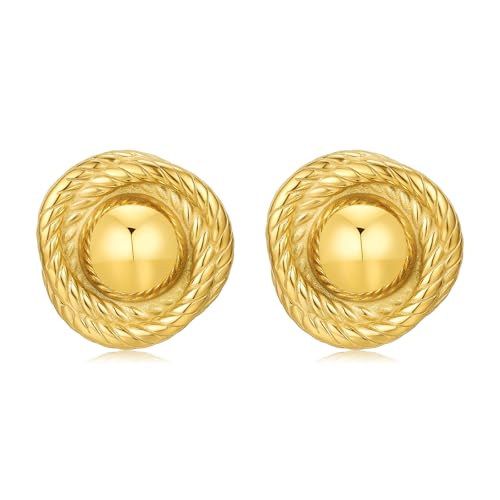 Gold Stainless Steel Earrings for Women Trendy Large Gold Stud Hypoallergenic