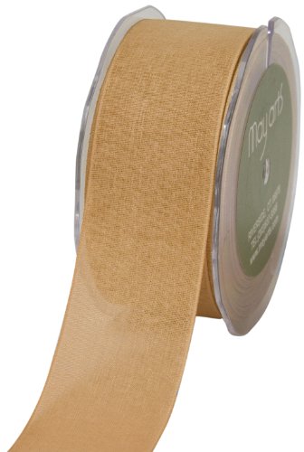 May Arts 1-1/2-Inch Wide Ribbon, Natural Faux Linen