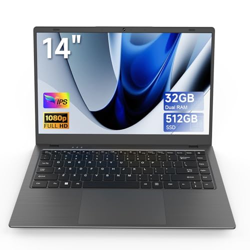 Image of Laptop Computer, 32GB RAM Laptop 512GB SSD, 14 Inch Laptop with FHD IPS Display, Pentium 6500Y Processor up to 3.4GHz, WiFi 5, Bluetooth 5.0, USB-C, HDMI, Lightweight Notebook Computer