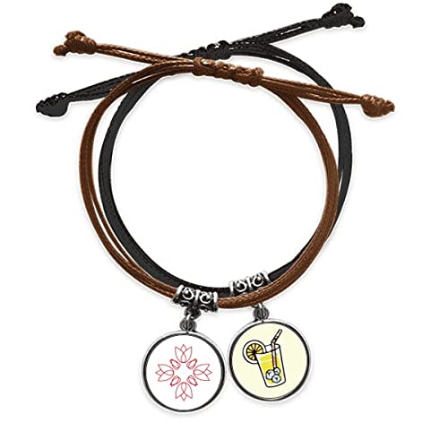 Bracelet plante fleurs cordon et chaîne de main en cuir tressé
