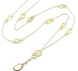 Brenda Elaine Jewelry Silver and Gold Plated Women's Fashion Lanyard Necklace ID Badge Holder, 32 In