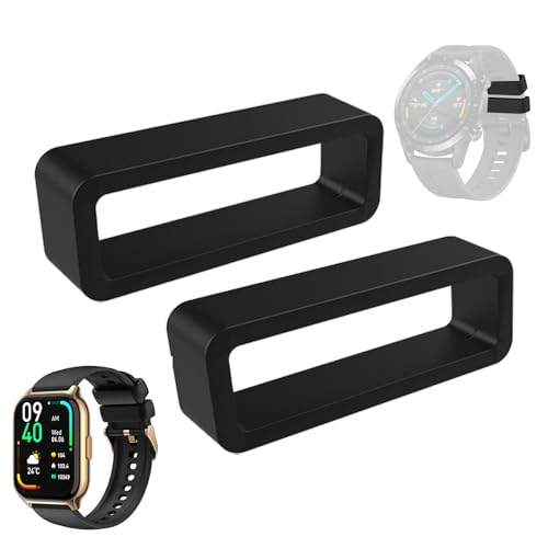 Supporto per cinturino per orologio – 2 pezzi nero supporto per cinturino | clip per cinturino in silicone | passanti in gomma resistente per una facile installazione e una vestibilità sicura., 22mm,
