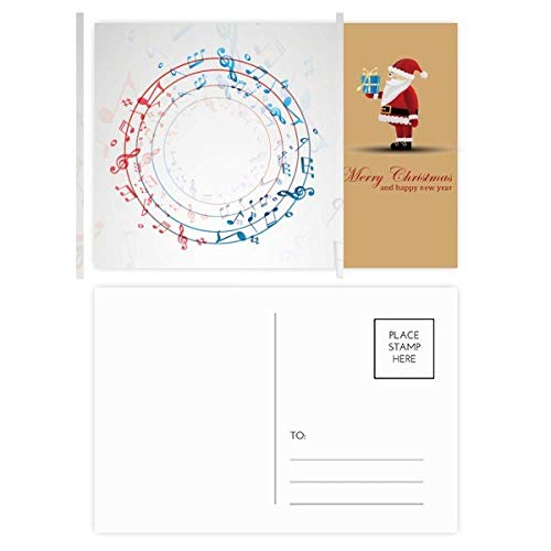Cartes postales rondes Père Noël (lot de 20) bleues et rouges avec cartes de remerciement