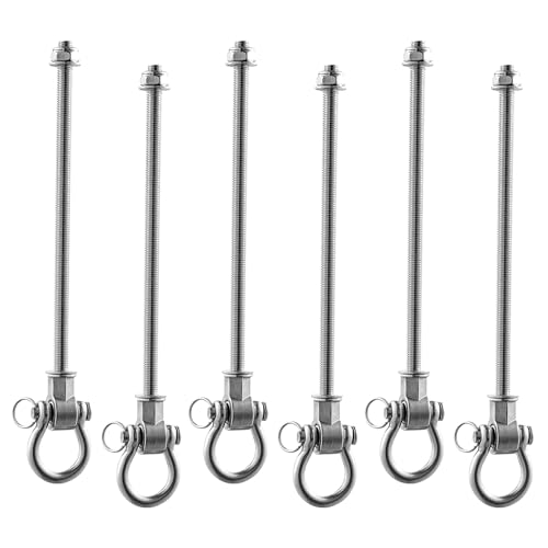 VEVOR Swing Hangers, 6 Pack Heavy Duty Swing Brackets, 850 lbs Each Load Capacity, Smooth Bearing, Stainless Steel Hangers, Ideal for Hammocks Playground Porch Yoga Boxing Bag Indoor Outdoor, Silver by VEVOR - Used condition - US$34.19