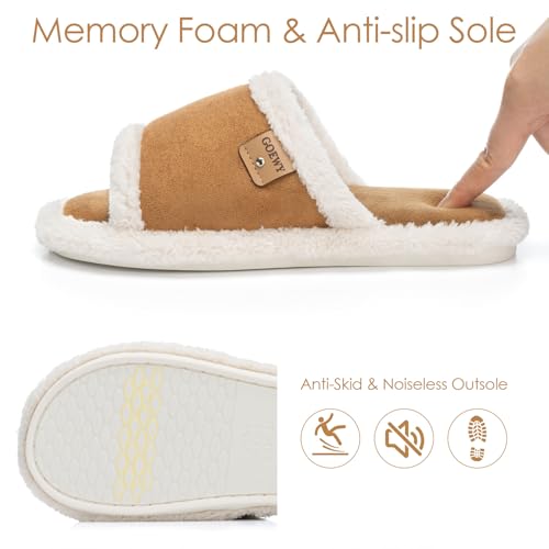Image of GOEWY Cross Band Slippers for Women with Cozy Memory Foam Machine Washable | Open Toe Summer Cute Slipper,Soft Black House Shoes Slides,Indoor Outdoor Non-Slip Slip On,Gifts for Women Ladies Her Mom