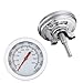 Jabtraxx Grill Thermomete,Edelstahl BBQ Thermometer für alle Grills, Smoker, Räucherofen und Grillwagen, Doppelte Temperaturanzeige 50-500℃/100-1000℉