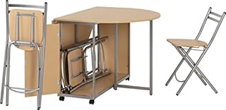 Seconique Budget Butterfly Dining Set, Beech Effect/Silver, 939.95 x 1069.95 x 239.95 cm