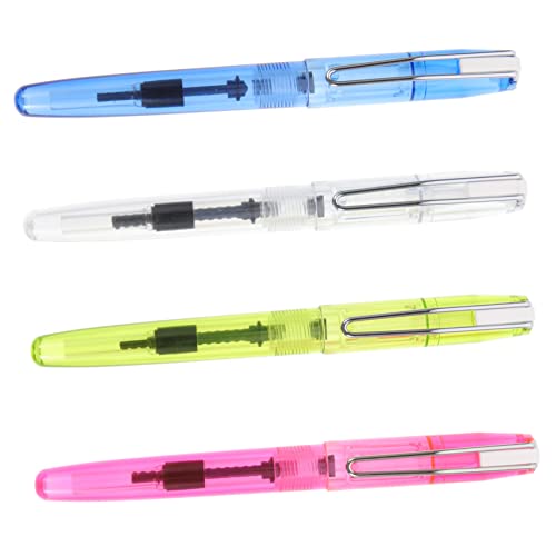 Parliky 4個 水彩画用万年筆式毛筆ペン リフィル可能 弾力性ナイロン毛先 大容量インク収納 書道 絵画 習字にな繊細表現ペン ランダムカラー