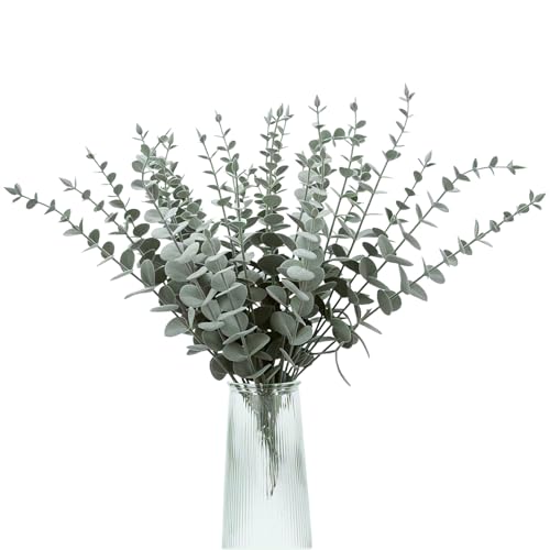 QWORK® 30Pcs Ramas eucalipto Artificiales Verdes esmerilados para decoración de Bodas y hogares