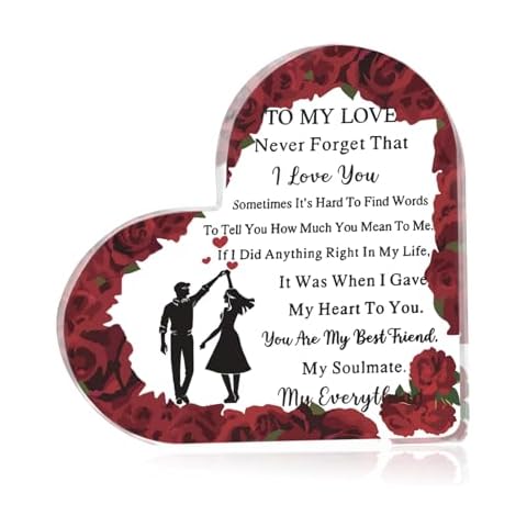 Valentine's Day Decorations Indoor, Valentine's Day Decor for Table, Office Desk, Mantle, Shelf - Acrylic Heart Shaped Gifts for Women/Girls - Holiday Indoor Home Decor Cover