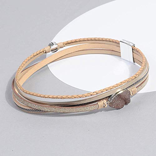 Artilady Leather Wrap Bracelet for Women - Handmade Clasp Bangle Bracelet with Pearl Beads Crystal Wristbands Jewelry Gift for Ladies and Mother - Thumbnail 7