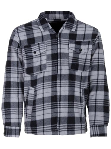 Henry Terre Holzfällerjacke Herren Hemdjacke Arbeitsjacke Hemd Flanell Jacke Thermojacke Kariert Gefüttert, Farbe:anthrazit, Größe:XL