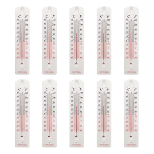 CNANRNANC Lot de 10 thermomètres muraux, thermomètres mercure d'intérieur analogiques, pour la maison, le jardin, la serre, montage mural