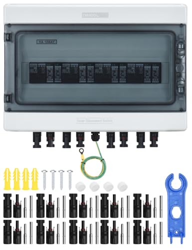 DIHOOL DC überspannungsschutz PV 4 Strings Solar Anschlusskasten für 4 * 500W Solarmodule Balkonkraftwerk, 25A DC Trennschalter PV Anlage