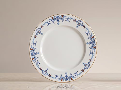 Image of Bodhi House Premium Porcelain Dinner Plates Set of 4 | Royal Crest Design | Durable, Microwave & Dishwasher Safe | Dinnerware Plates for Everyday Use & Set for Home, Dining, Kitchen & Gifting
