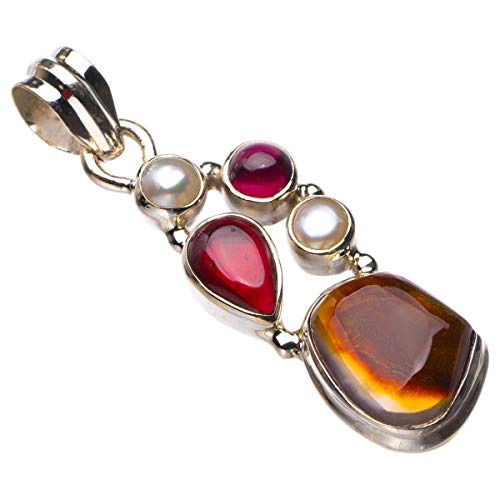 Pendentif grenat naturelle améthyste perle de rivière argent 925 D5964