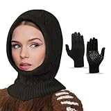 Gorros y Guantes de Invierno para Mujeres | Conjunto Cálido Para Clima Frío - Gorro de Punto y Guantes,Para Esquí Snowboard Patinaje Sobre Hielo Senderismo Palear Nieve Camping Pasear Al Perro